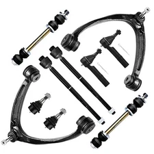  10pcs Front Suspension Kit Upper Control Arm Tie Rod Ends Sway Bar Links 