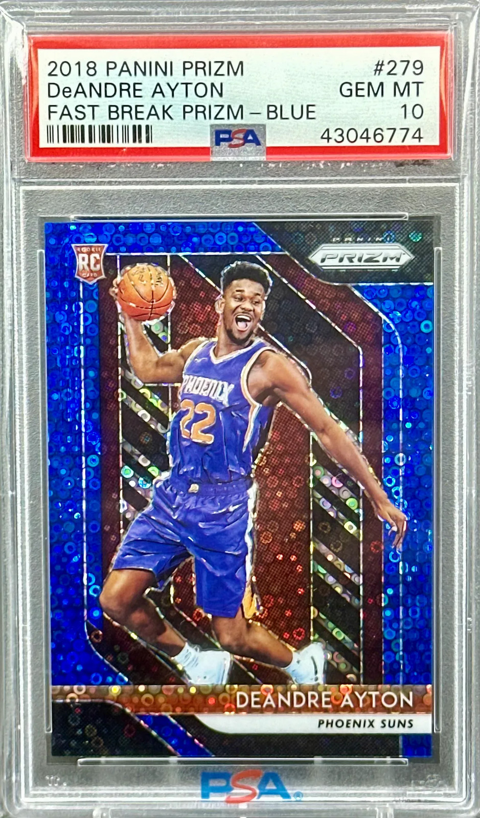 2018 Panini Prizm DeANDRE AYTON Fast Break Blue RC #147/175 Rookie #279 PSA 10