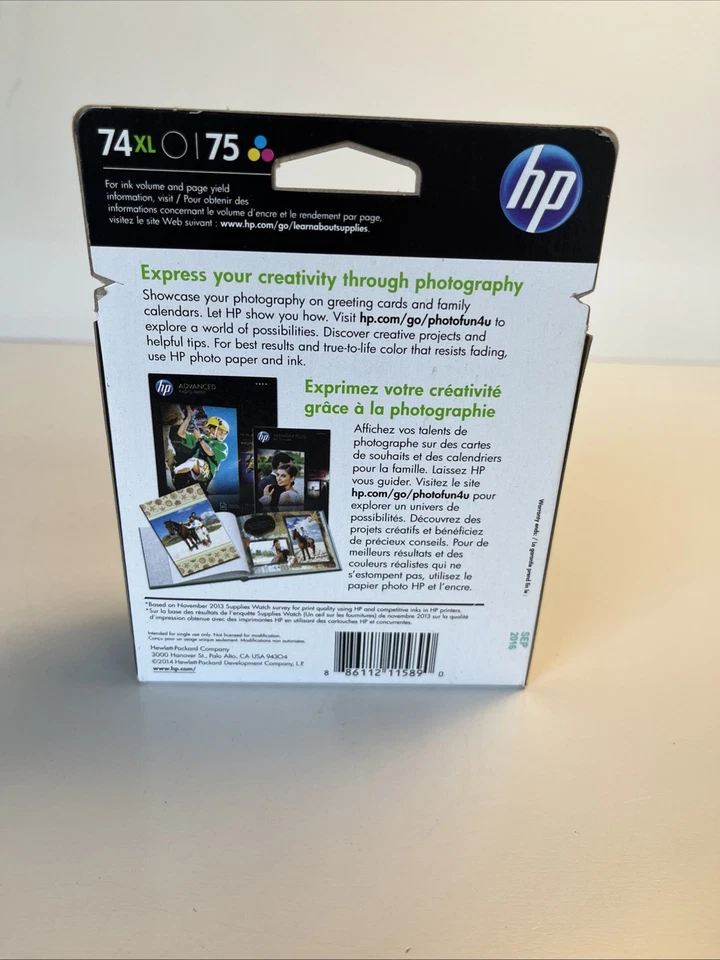Genuine HP 74XL & 75 Tri-Color Expired 2016 - Image 4 of 4