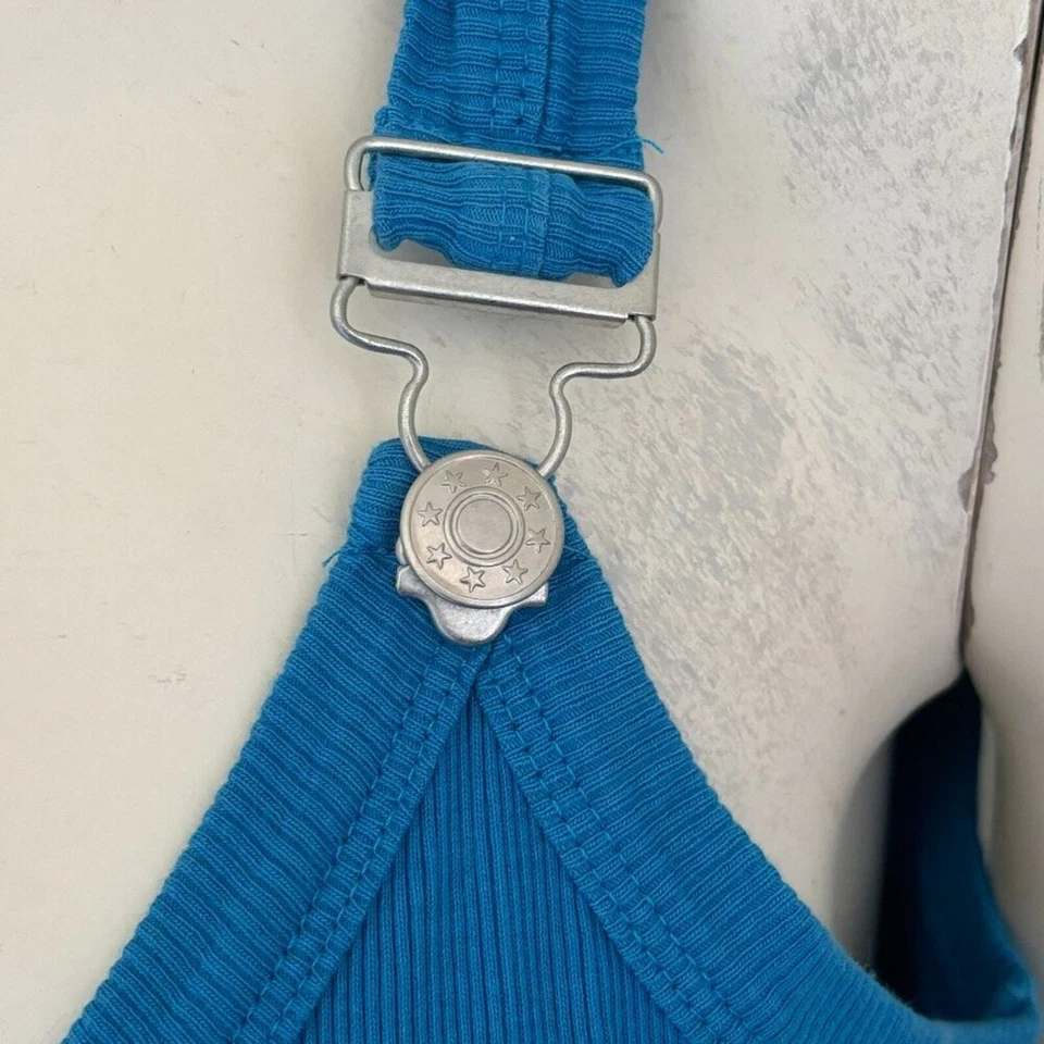 Camiseta sin mangas vintage EVIE Overall Rib en azul azul azul estilo RARO años 90 Y2K MUJER GRANDE Foto 3 de 4