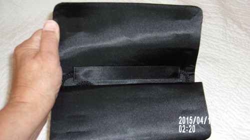 La Regale Satin Clutch Perlen Abend Handtasche schwarz / TOP ZUSTAND - Bild 3 von 5