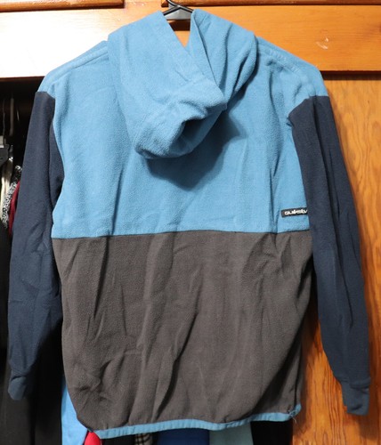 QuikSilver Pullover Hoodie Black Blue Colorblock Logo Youth Small YS - Picture 4 of 6