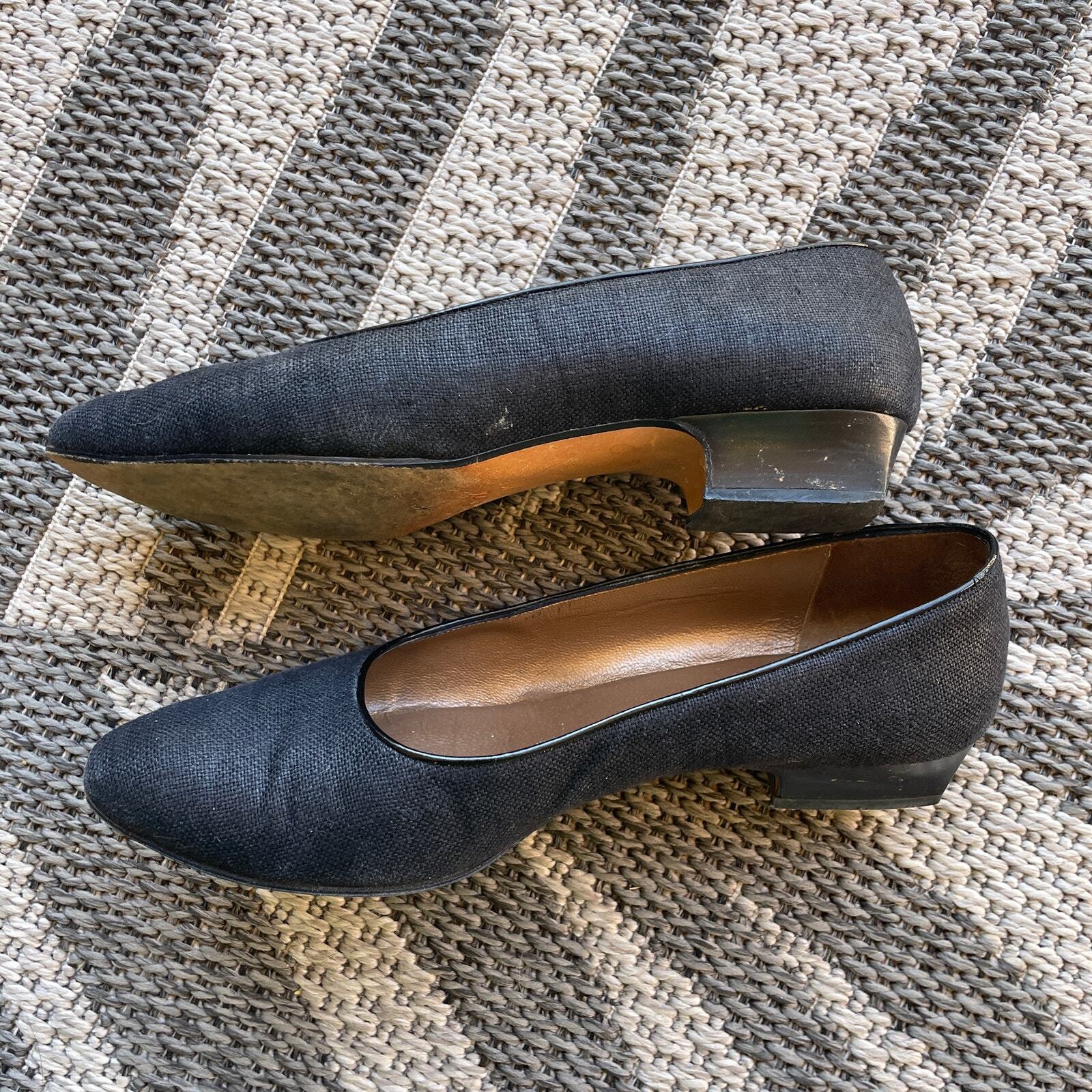 Scarpa slip on vintage Yves Saint Laurent YSL grigio nero tacco basso misura 7 5