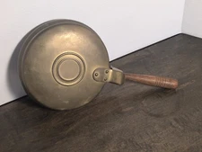 Vintage BRASS BY BLAKE Silent Butler with Wooden Handle - 6" Diameter, All Brass