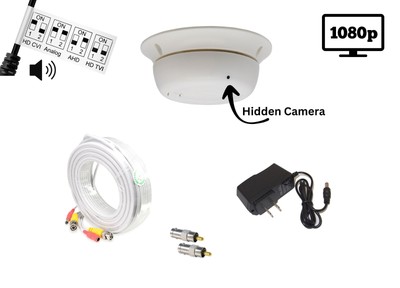 1080p Hidden Covert Camera with Built-in Microphone 100ft Cable & Power Adapter