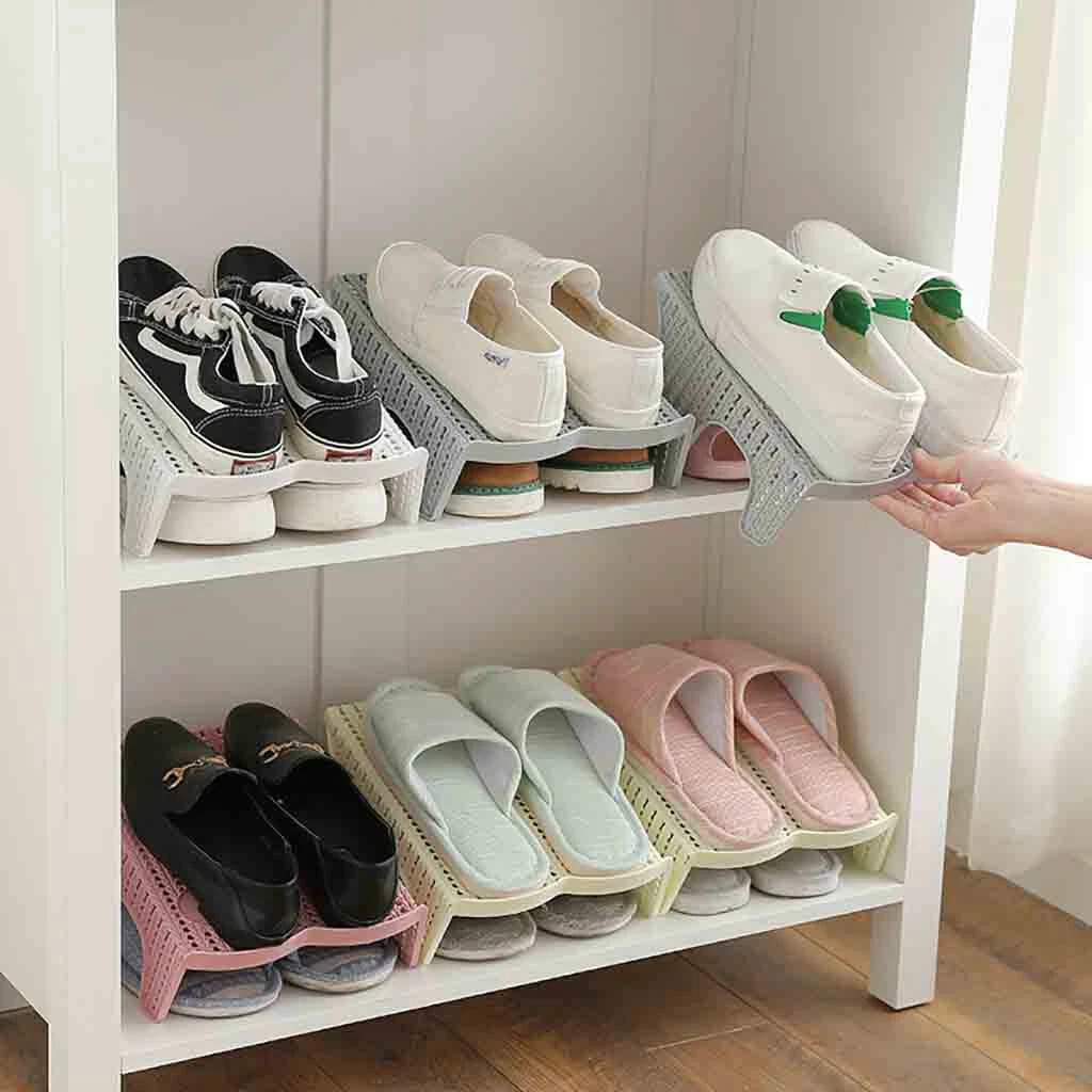Shoe Slots Double Layer Plastic Space Saver Holder Shoes Box Organizer Storage