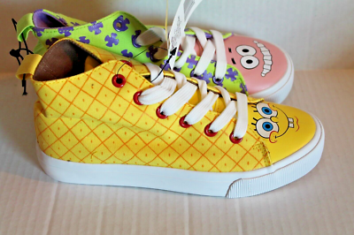 Girl's Size 4 SpongeBob High Top Shoes Sneakers Multi Sponge