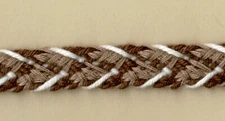5 Yards 1/2" Braided Tan Natural, Medium Brown Trim 21196