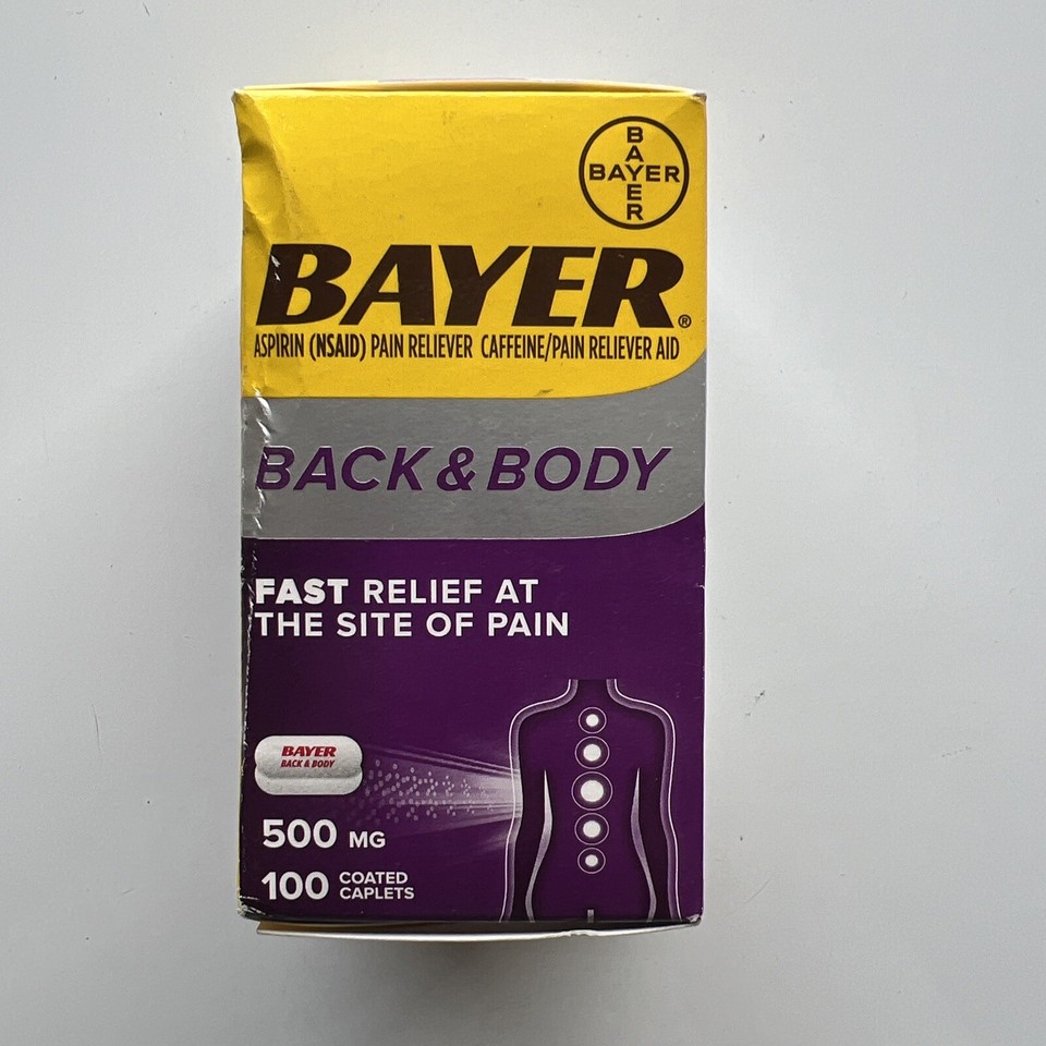 Bayer Back And Body Pain Reliever Fast Relief 100 Caplets EXP 04/24 3