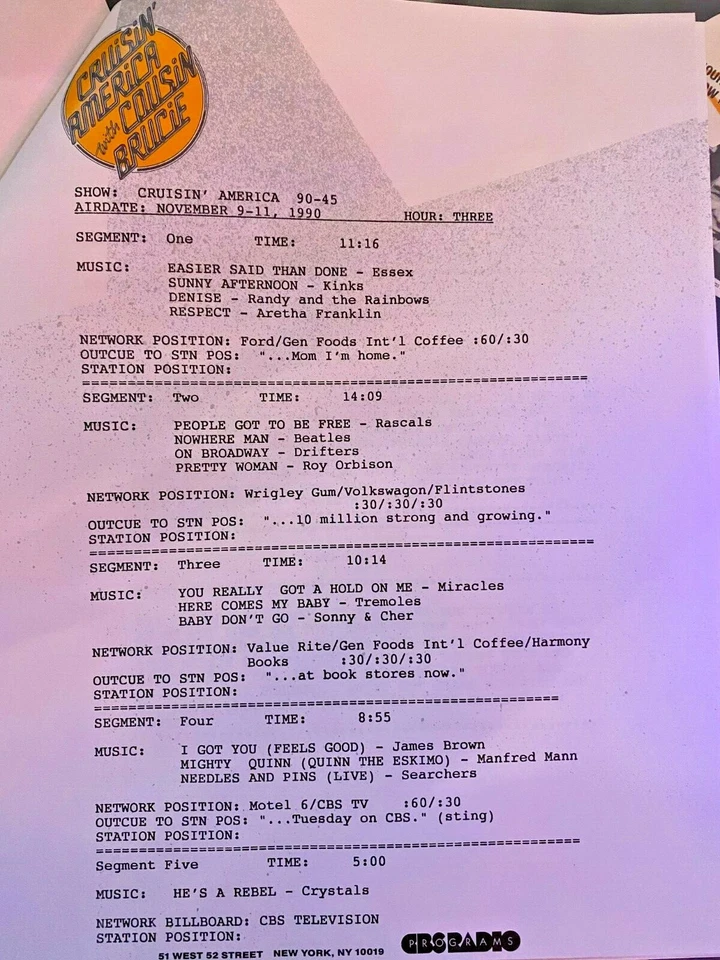 11/9/90 COUSIN BRUCIE CRUSIN AMERICA SHOW FEATURES JEFF PORCARD (TOTO); DC5, CSN - Image 4 of 4