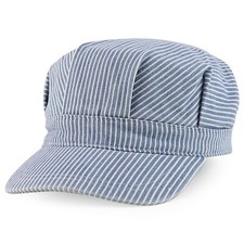 Classic Cotton Train Engineer Conductor Adjustable Cap Medium Blue Stripe