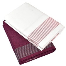 Men's Cotton Lungi / Dhoti -  Size: 2.0 Mtrs, Pink  White, Pack of 2 