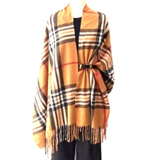 Classic Plaid Tassel Shawl Stylish Soft Warm Large Scarf Women