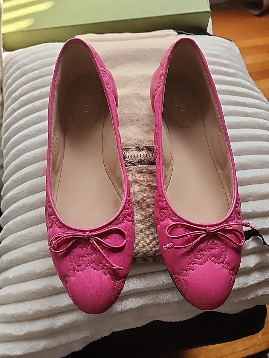 Women’s Gucci Pink Quilted Nappa Leather Ballet Flats/Shoes Size