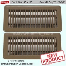 2 PACK Brown Air Register Grilles 4" x 10 Duct Size Steel Floor Welded Metal NEW