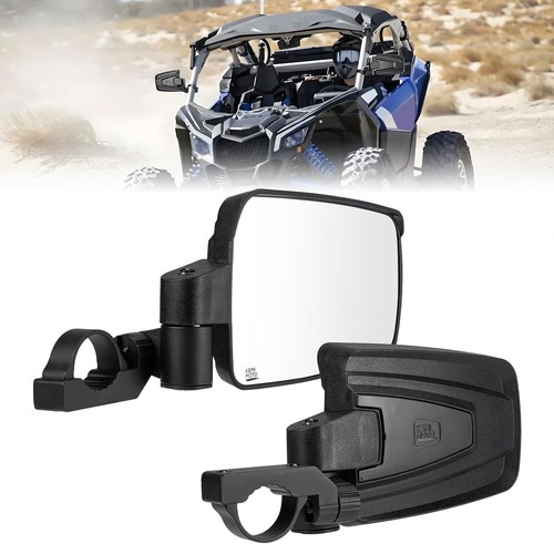 KEMIMOTO UTV Side Mirrors Spring Back Feature for 1.65-2 inch Roll Bar Universal - Picture 2 of 12