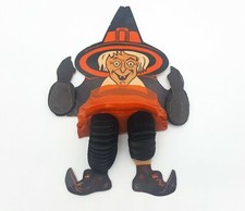 Vintage Dancing Witch Carboard Halloween Decoration Crepe Paper 1960s