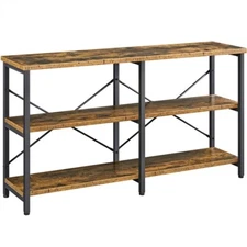 55 in Industrial 3 Tiers Console Table Sofa Table Hallway Table for Living Room