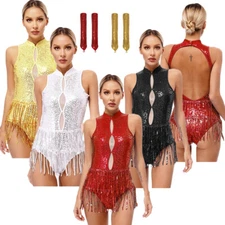 Women Dancewear Leotard Costume Gymnastics Dress Cocktail Performance Bodysuit