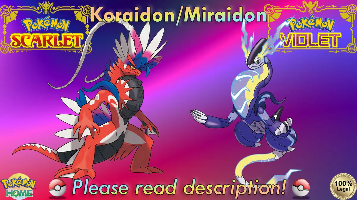 Legendary Miraidon/ Pokémon Scarlet and Violet / 6IV Pokemon / Legendary  Pokemon