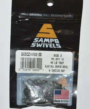 sampo swivels ball bearing black swivel w/ coastlock snap 45LB size 2