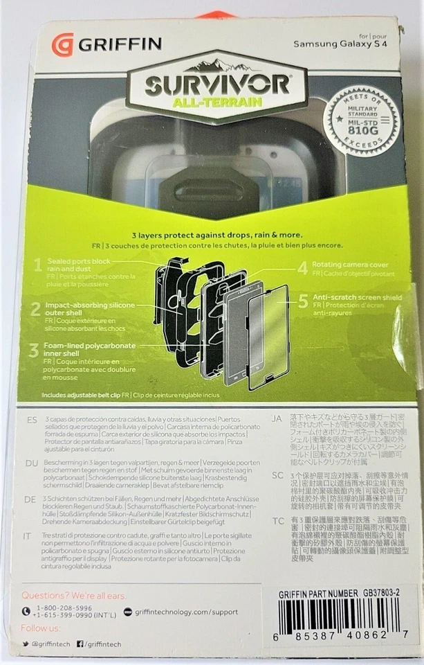 Nueva Funda Negra Griffin Survivor Samsung Galaxy S4 con Protector de Pantalla y Clip para Cinturón Foto 3 de 4