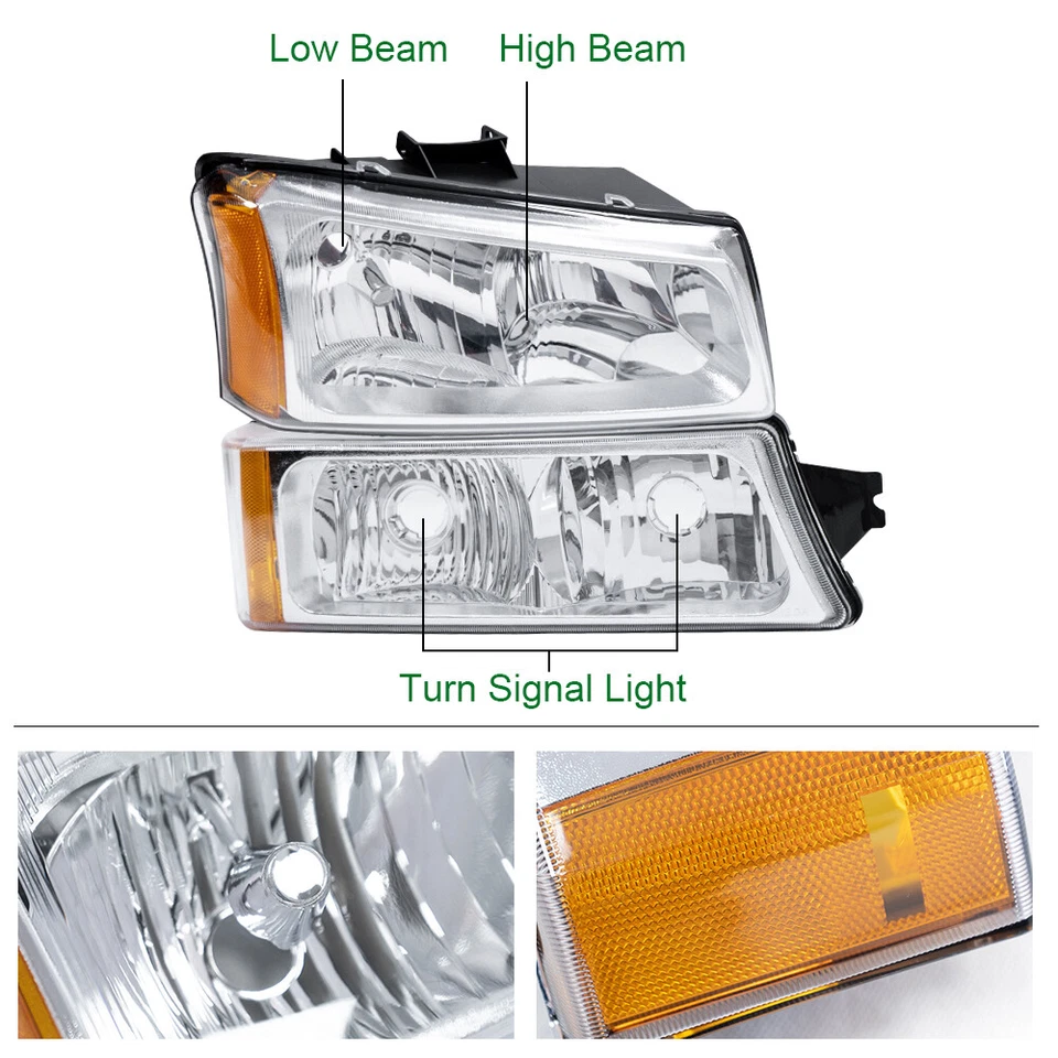 Faros ámbar/cromo + luces antiniebla aptos para Chevy Silverado Avalanche 2003-2007 Foto 4 de 4