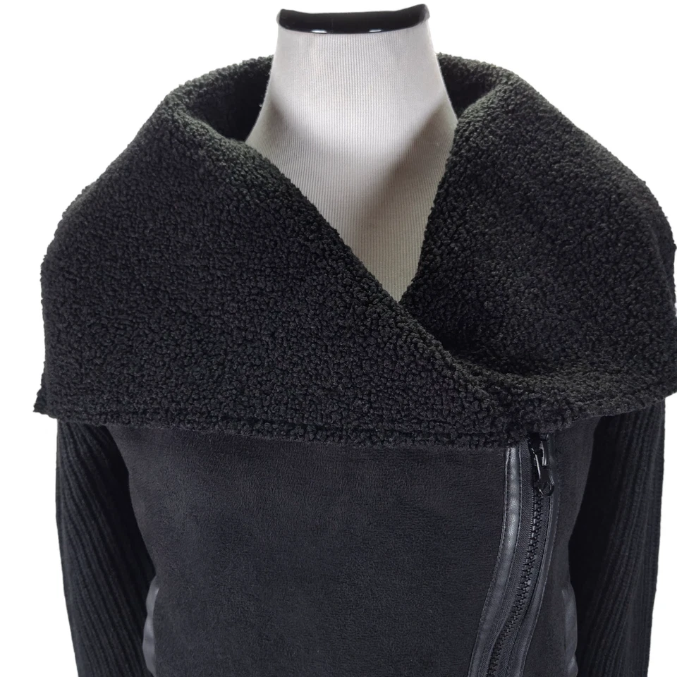 Kendall + Kylie 301385 Asymmetrical Vegan Suede and Sherpa lined Jacket Size S - Image 3 of 4