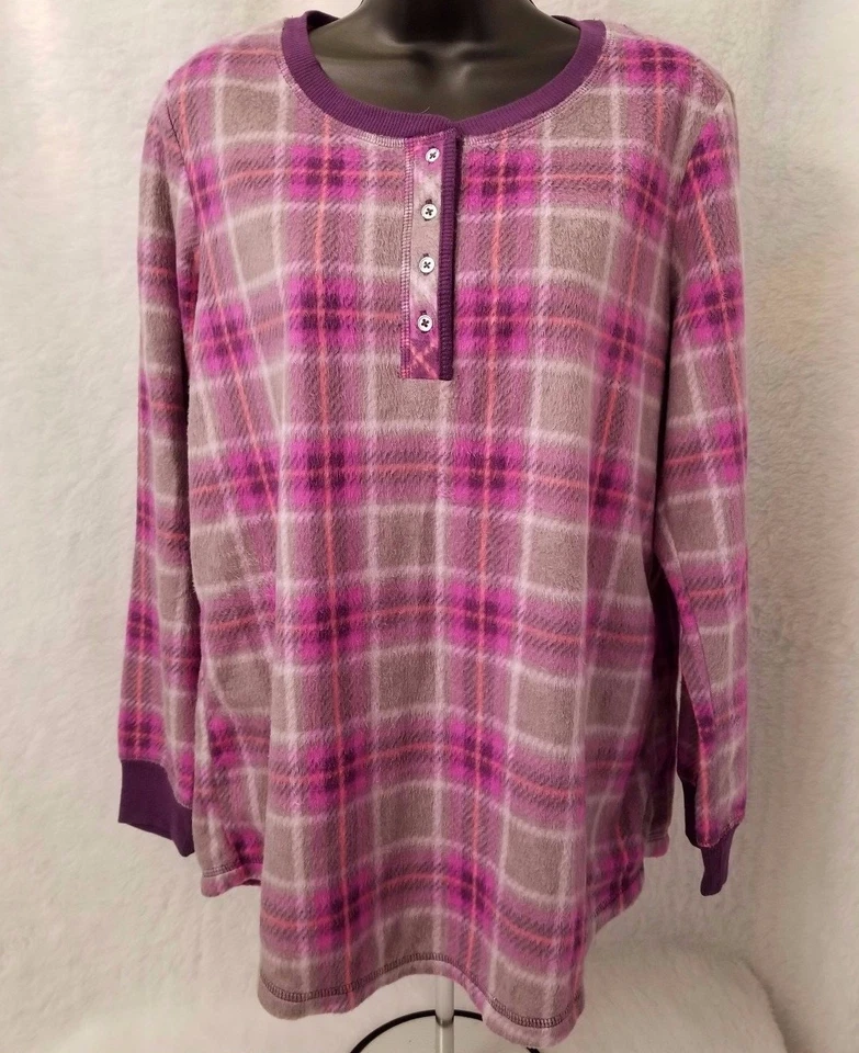 Secret Treasures Womens Sleep Lounge Set Size M 8/10 Gray Pink Purple Fleece - Image 3 of 4