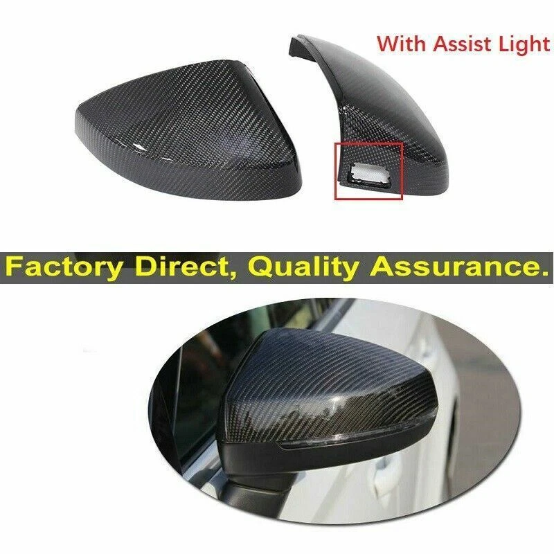 Carbon Fiber Car Side Mirror Caps For Audi A3 S3 RS3 With Assist Lamp 2014-2018 - Изображение 2 из 4