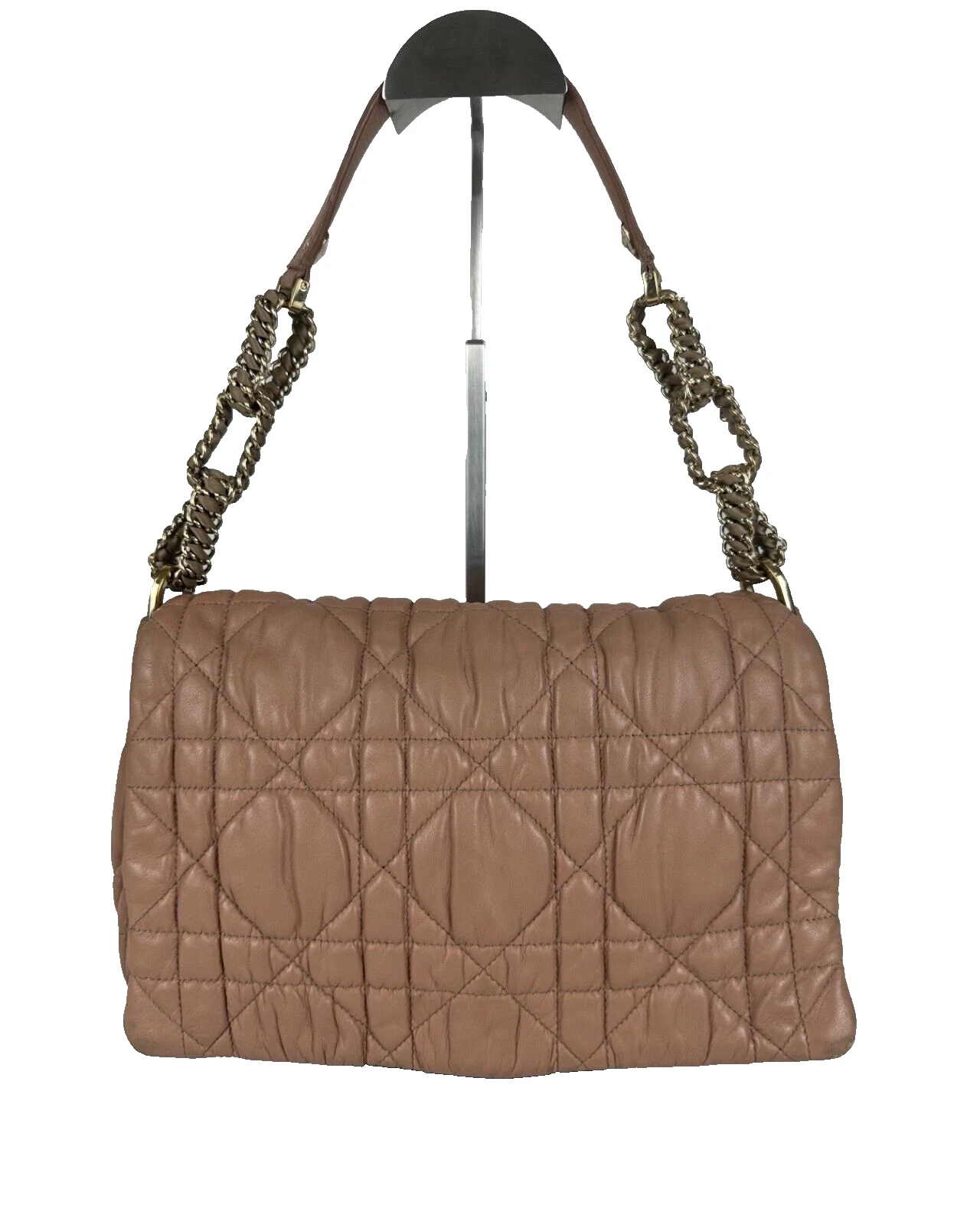 Sac à rabat Dior rose cannage matelassé cuir délices