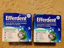 EFFERDENT (2 Box ) Retainer/Denture Cleanser 88ct Tablets Minty Fresh. Sealed 