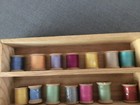 28 VINTAGE WOODEN SPOOLS WITH MAKE DO WOODEN SHELF — photo 3