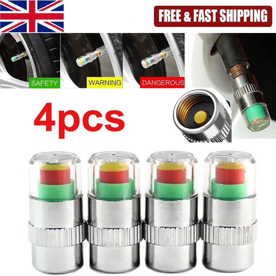 Car Auto Tire Pressure Monitor Valve Stem Cap Sensor Indicator Warn Air Cap, - Image 3 of 4