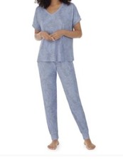 BNWT LOVELY SOFT CAROLE HOCHMAN BLUE PALM TREE PYJAMAS SIZE UK MEDIUM