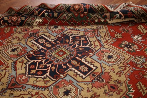 Heriz Serapi Splendor Indian Hand-Knotted Area Rug for Home Décor 9x12 ft - Picture 17 of 21