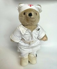 Vintage 1990s Nurse Teddy Bear, Fully Jointed with Stand, Lixin Co.