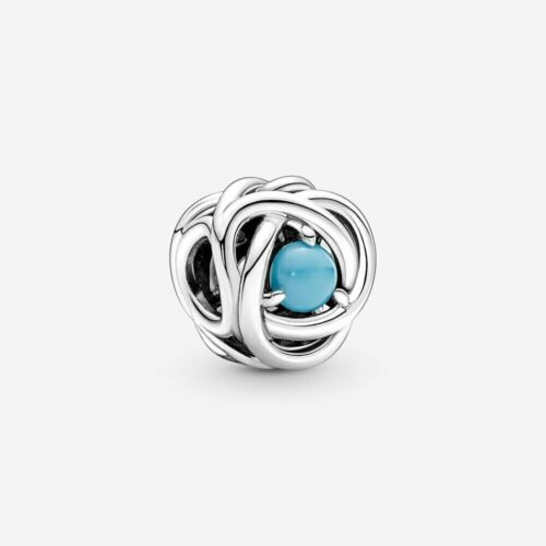 Cercle d'éternité Pandora pierre de naissance charme d'anniversaire décembre perle bleue avec poche - Photo 1 sur 2