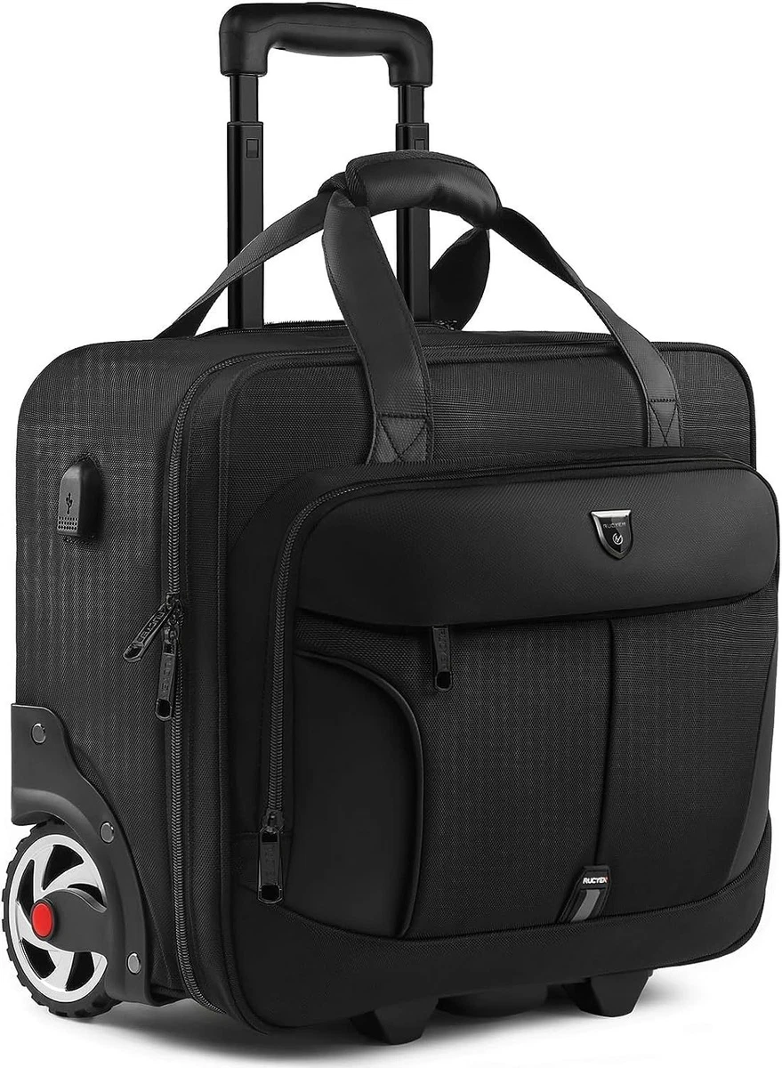 RUCYEN Rolling Laptop Bag, 17.3 inch Briefcase for Men 