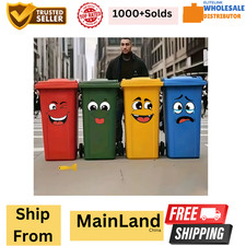 4Sheets Cartoon Face Stickers Self Adhesive Removable Funny Wall Trash Can Decor