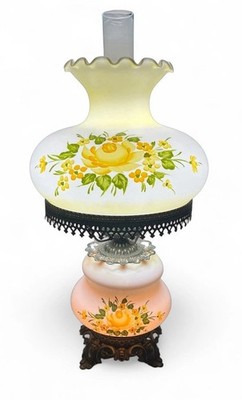 Vintage Accurate Casting Co 25  Hurricane Lamp Gone With The Wind Floral 3-Way