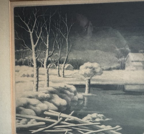 Vintage Radierung (Winter Solitude) signiert mit Bleistift von S.L. Margolies - Bild 7 von 14