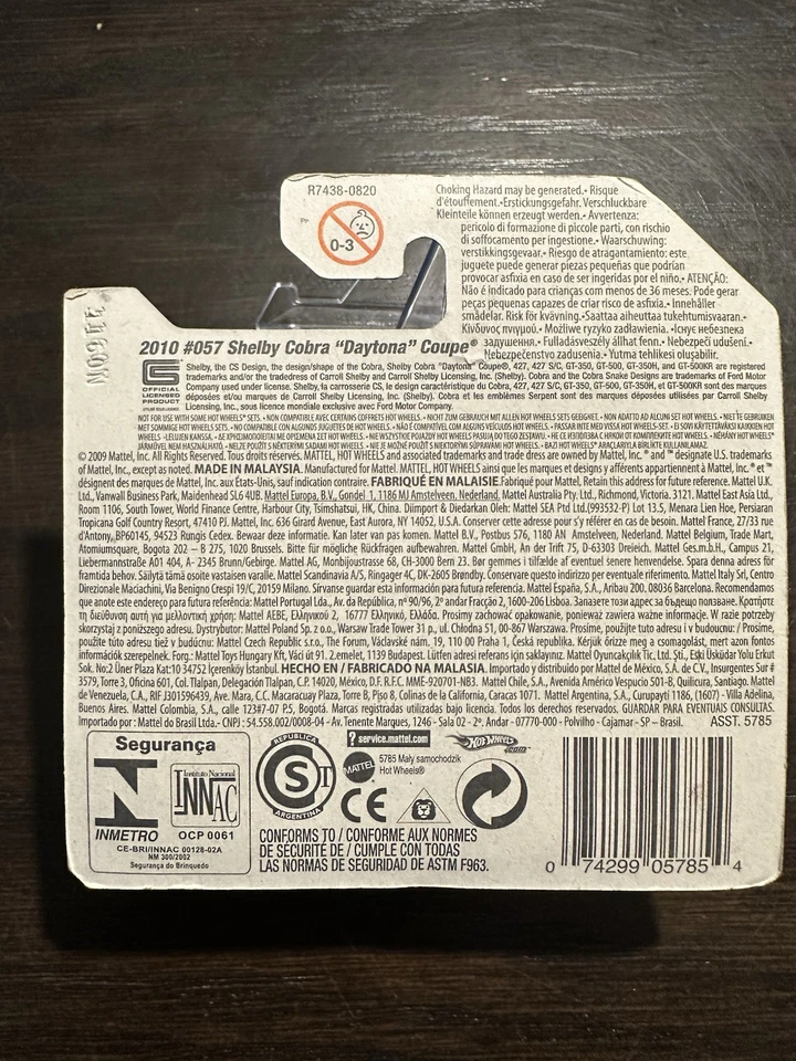 2010 风火轮 #57 Treasure Hunt #5 SHELBY COBRA DAYTONA COUPE 橙色短卡 — 第 4/4 张图片