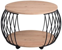 Couchtisch Wohnzimmertisch Sofatisch Mit Rollen Artisan Eiche Dekor Metall 60 Cm
