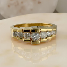 Vintage 14k Yellow Gold Tiered Channel Set Diamond Ring 0.40 CTW Size 5.25