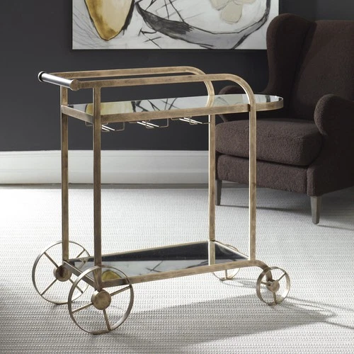 Uttermost 50016 Carrinho 38"W Metal Bar Cart - Brass - Picture 5 of 6