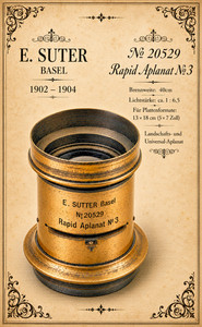 Obiettivo vintage in ottone E. Suter Basel #20529. Rapid Aplanat N°3