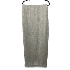 American Eagle Knit Blanket Scarf Wrap Beige Oversize Snuggle Fringe Cottagecore