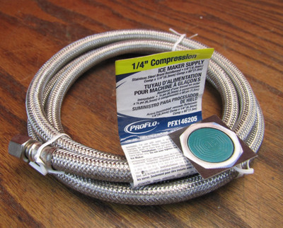 PROFLO PFX146205 60'' Stainless Steel Braided Ice Maker Supply Line 1/4'' Comp
