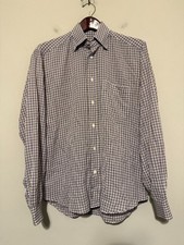    Brioni Italy Mens Button Up Dress Shirt Sz Small Purple Oxford    READ 